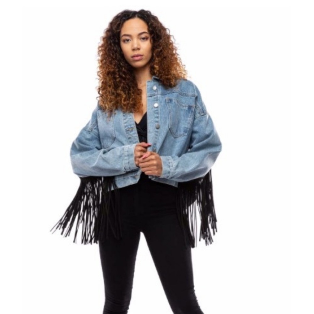 Dramatic Denim Fringe Jacket